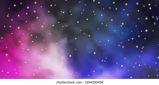 Dark Pink, Green vector template with neon stars. Blur decorative design in simple style with stars. Design for your business promotion.