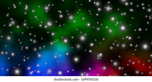 Dark Pink, Green vector template with neon stars. Decorative illustration with stars on abstract template. Design for your business promotion.
