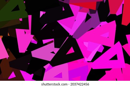 Dark Pink, Green vector template with crystals, triangles. Glitter abstract illustration with triangular shapes. Pattern for booklets, leaflets