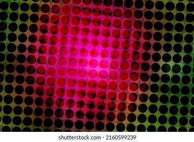 Mapa vectorial verde rosa oscuro con círculos. Ilustración abstracta moderna con gotas de agua coloridas. Patrón para anuncios futuristas, folletos.