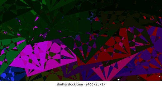 Dark Pink, Green vector template with triangle shapes. Triangle shapes with colorful gradient in abstract style. Start design for insperarion.