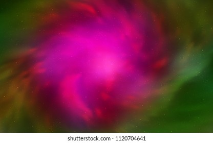 Dark Pink, Green vector texture with milky way stars. Blurred decorative design in simple style with galaxy stars. Pattern for astrology websites.
