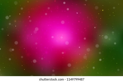 Dark Pink, Green vector texture with colored snowflakes. Modern geometrical abstract illustration with crystals of ice. The pattern can be used for year new  websites.