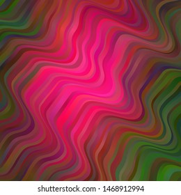 Dark Pink, Green vector texture with wry lines. Colorful geometric sample with gradient curves.  Template for cellphones.