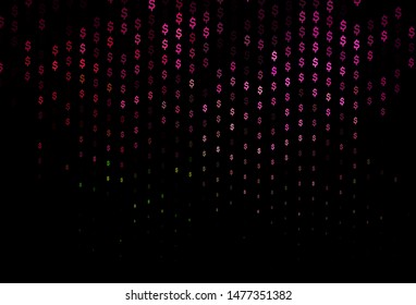Dark Pink, Green vector texture with financial symbols. Colored symbols of all currency on white background. Template for ads of markets, loans.