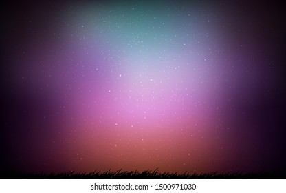 Dark Pink, Green vector texture with milky way stars. Shining illustration with sky stars on abstract template. Pattern for astronomy websites.