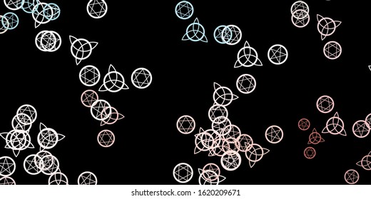 Dark Pink, Green vector texture with religion symbols. Abstract illustration with gothic gradient shapes. Simple design for occult depiction.