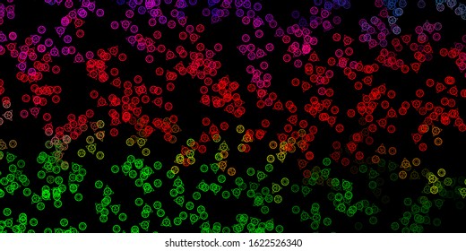 Dark Pink, Green vector texture with religion symbols. Colorful mystic symbols with a gradient in ancient style. Simple base for your occult design.