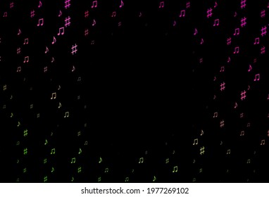 Dark Pink, Green vector texture with musical notes. Abstract illustration with colorful symbols of melody. Modern design for wallpapers.