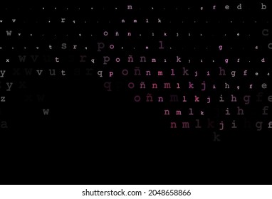Dark pink, green vector texture with ABC characters. Modern geometrical illustration with ABC english symbols. Best design for your ad, poster, banner of college.