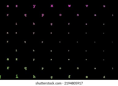 Dark pink, green vector texture with ABC characters. Modern geometrical illustration with ABC english symbols. The pattern can be used for ad, booklets, leaflets of education.