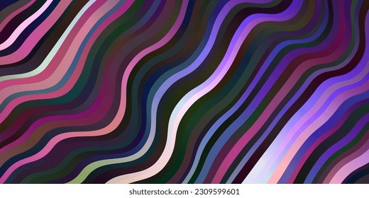 Dark Pink, Green vector texture with wry lines. Abstract illustration with bandy gradient lines. Pattern for websites, landing pages.