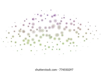 Dark Pink, Green vector texture with colored snowflakes. Blurred decorative design in xmas style with snow. The pattern can be used for year new  websites.