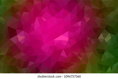 Dark Pink, Green vector triangle mosaic cover. Glitter abstract illustration with an elegant triangles. Completely new template for your banner.