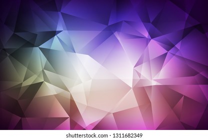 Dark Pink, Green vector triangle mosaic texture. Triangular geometric sample with gradient.  Template for cell phone's backgrounds.
