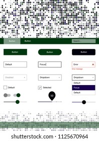 Dark Pink, Green vector ui ux kit with circles. Modern Style guide with colorful gradient circles in its header. This template you can use for websites.