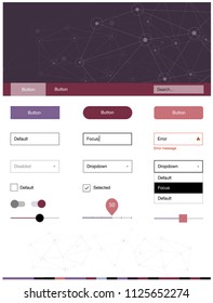 Dark Pink, Green vector web ui kit in polygonal style with circles. Web ui kit with abstract triangles, circles in its header. This template you can use for websites.