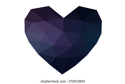 Dark pink heart isolated on white background. Geometric rumpled triangular low poly origami style gradient graphic illustration. Vector polygonal design for your business.