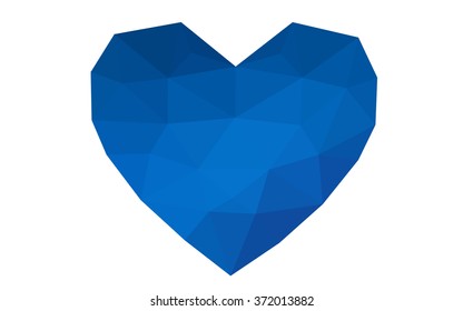Dark pink heart isolated on white background. Geometric rumpled triangular low poly origami style gradient graphic illustration. Vector polygonal design for your business.