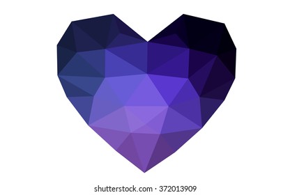 Dark pink heart isolated on white background. Geometric rumpled triangular low poly origami style gradient graphic illustration. Vector polygonal design for your business.