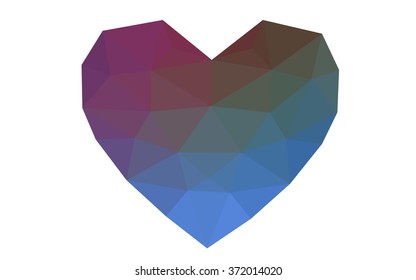 Dark pink heart isolated on white background. Geometric rumpled triangular low poly origami style gradient graphic illustration. Vector polygonal design for your business.