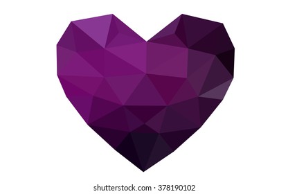 Dark pink heart isolated on white background. Geometric rumpled triangular low poly origami style gradient graphic illustration. Vector polygonal design for your business.