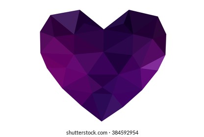 Dark pink heart isolated on white background. Geometric rumpled triangular low poly origami style gradient graphic illustration. Vector polygonal design for your business.