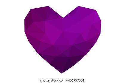 Dark pink heart isolated on white background. Geometric rumpled triangular low poly origami style gradient graphic illustration. Vector polygonal design for your business.