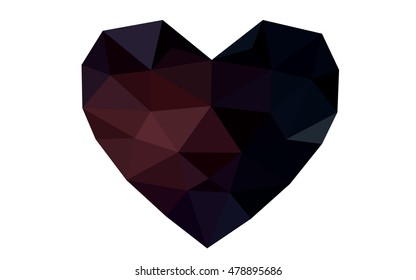 Dark pink heart isolated on white background. Geometric rumpled triangular low poly origami style gradient graphic illustration. Vector polygonal design for your business.