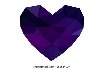 Dark pink heart isolated on white background. Geometric rumpled triangular low poly origami style gradient graphic illustration. Vector polygonal design for your business.