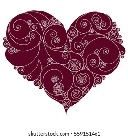 Dark pink heart on a white background. Vector