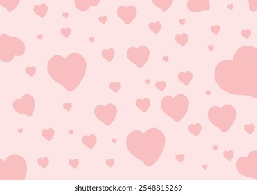 Fondo de pantalla de patrón de corazón rosa oscuro disperso sobre fondo rosa. Las variadas Formas de corazón dan una impresión decorativa elegante y dulce. Este patrón es adecuado para temas de amor o diseños alegres.