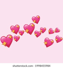 dark pink hearts in rainbow shape vector