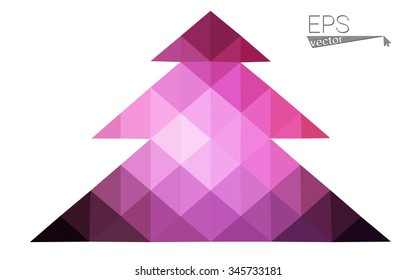 Dark pink low polygon style christmas tree vector illustration consisting of triangles . Abstract triangular polygonal origami or crystal design of New Years celebration. Isolated on white background. Dark pink low polygon style christmas tree vector illustration consisting of triangles . Abstract triangular polygonal origami or crystal design of New Years celebration. Isolated on white background.