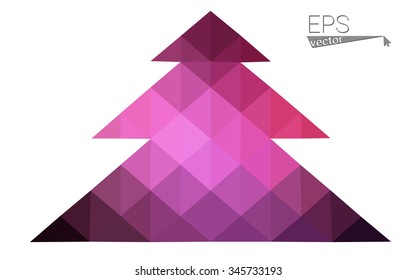 Dark pink low polygon style christmas tree vector illustration consisting of triangles . Abstract triangular polygonal origami or crystal design of New Years celebration. Isolated on white background. Dark pink low polygon style christmas tree vector illustration consisting of triangles . Abstract triangular polygonal origami or crystal design of New Years celebration. Isolated on white background.