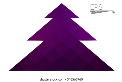 Dark pink low polygon style christmas tree vector illustration consisting of triangles . Abstract triangular polygonal origami or crystal design of New Years celebration. Isolated on white background.