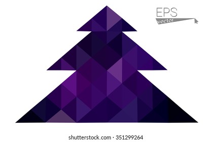 Dark pink low polygon style christmas tree vector illustration consisting of triangles . Abstract triangular polygonal origami or crystal design of New Years celebration. Isolated on white background.