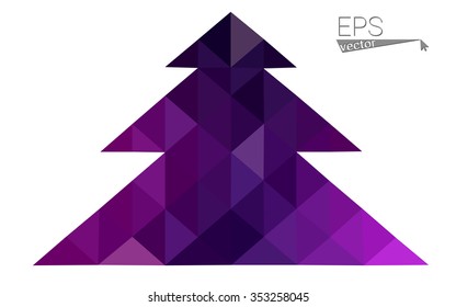 Dark pink low polygon style christmas tree vector illustration consisting of triangles . Abstract triangular polygonal origami or crystal design of New Years celebration. Isolated on white background.