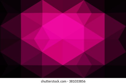 Dark pink polygonal illustration, which consist of triangles. Geometric background in Origami style with gradient. Triangular design for your business.