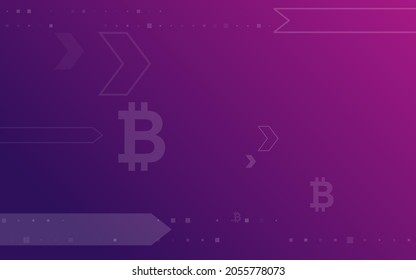 fondo rosa oscuro o morado, criptografía de Bitcoin vector de ilustración de moneda para página, logotipo, tarjeta, banner, web e impresión.