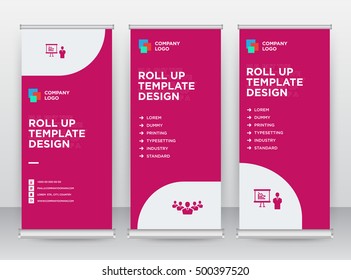 Dark Pink Purple the best Abstract Modern Exhibition Advertising Trend Business Roll Up Banner Stand Poster Brochure flat design template creative concept. Cover Publication. Stock Vector. EPS