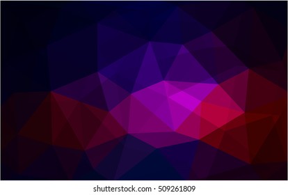 Dark pink, red low poly background. Shining illustration, which consist of triangles. Brand-new design for your business.