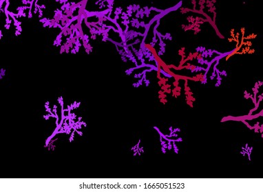 Color rosa oscuro, rojo vectorial abstracto con sakura. Una elegante ilustración brillante con hojas y ramas. Diseño de Doodle para su sitio web.