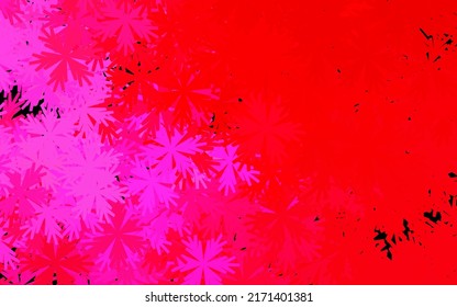 Dark Pink, Red vector abstract background with flowers. Glitter abstract illustration with flowers. Hand painted design for web, wrapping.