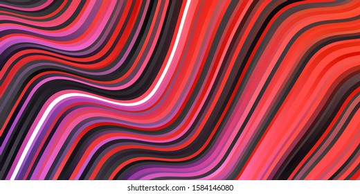 Dark Pink, Red vector backdrop with circular arc. Colorful illustration in circular style with lines. Pattern for busines booklets, leaflets