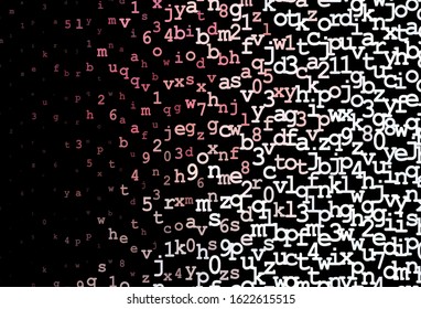 Dark Pink, Red vector backdrop with english symbols. Modern geometrical illustration with ABC english symbols. Pattern for ads, poster, banner of books.