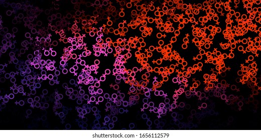 Dark Pink, Red vector backdrop with mystery symbols. Illustration with magical signs of spiritual power. Simple design for occult depiction.