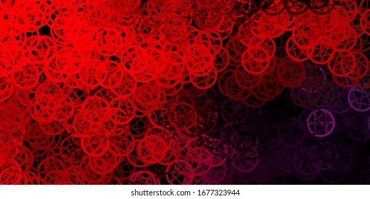 Dark Pink, Red vector backdrop with mystery symbols. Illustration with magical signs of spiritual power. Best design halloween events.