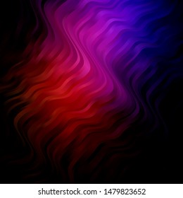 Dark Pink, Red vector background with bent lines. Colorful geometric sample with gradient curves.  Pattern for busines booklets, leaflets