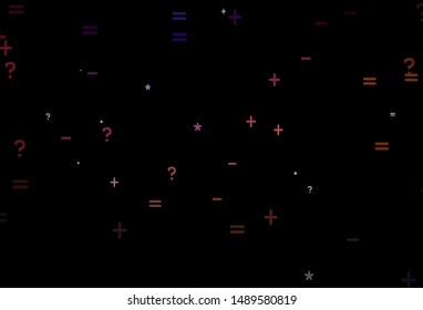 Dark Pink, Red vector background with math elements. Shining colorful illustration with isolated Digit signs. Pattern for ad, booklets, leaflets of education.